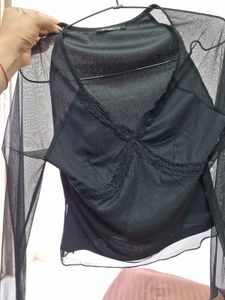 Sheer Black Long Sleeve Top