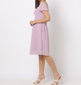 Women Lavender Polka Dot Dress