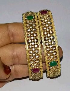 Gold Plated Ad Stone Bangles