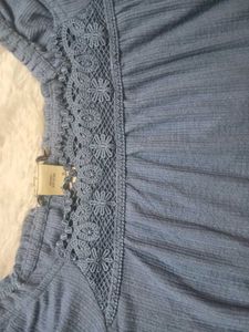 Cute Blue Off-Shoulder Top