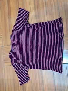 61) Striped T-Shirt Top