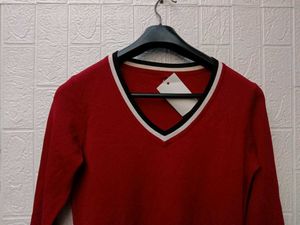 New With Tag Korean Red Stripped Pullover