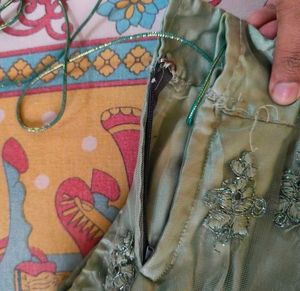 Mint Green Embroidered Lehenga Choli Set