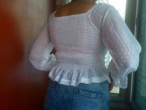 White Sweetheart Neck Top