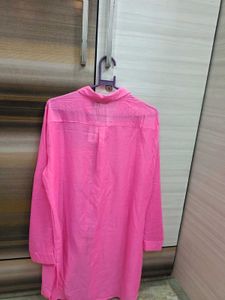 pink beach cover up shirt