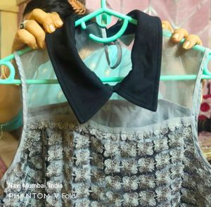 Korean Crochet Top-Dark Silver Stylish Collar