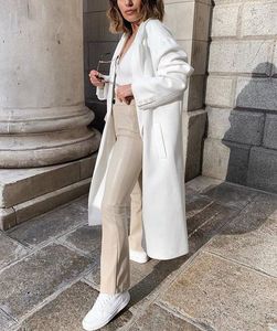 ZARA Beige Faux Leather Straight Fit & High Waist