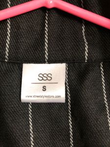 Grey Striped Jacket And Skirt