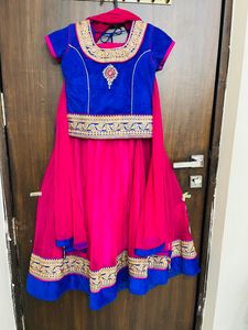 HALF SAREE BLUE PINK
