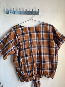 Plaid Tie-Front Top