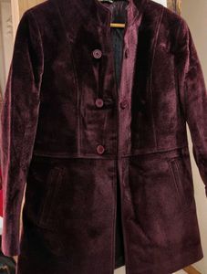 Miss forever Women Burgundy Velvet Coat
