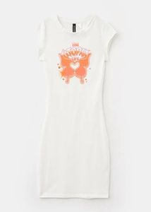H&amp;M White Graphic T-Shirt Dress