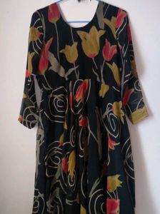 Black Flared Bottom Kurta
