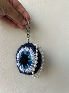 Handmade Crochet Evil Eye Keyring