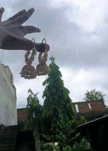 Red Floral Jhumka Earrings