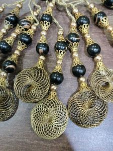 Black And Golden Danglers For Blouse