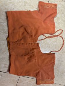 orange Sequin Saree