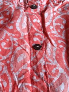 Coral Paisley Print Kurti With Pant