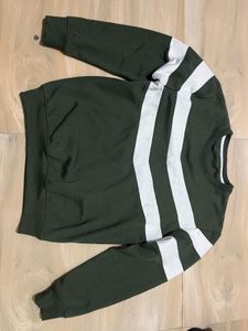 Green & White Striped Sweatshirt