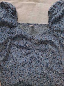 Blue Floral Crop Top