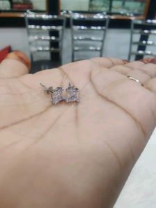925 Sparkling Square Stud Earrings Wth Hallmark