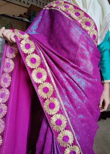 Purple Floral Border Saree