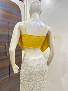Bow Top And Pearl Embellished Skirt
