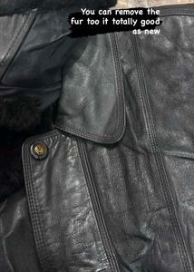 Vintage Black Leather Bomber Jacket