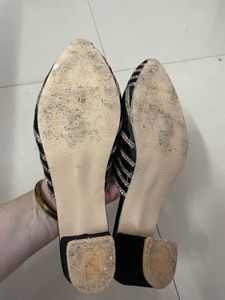 Embellished Black Velvet Mules
