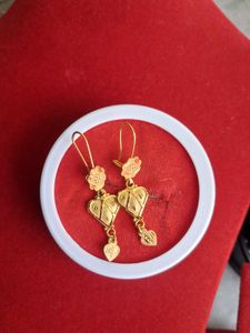 Floral Heart Drop Earrings 22crt Gold