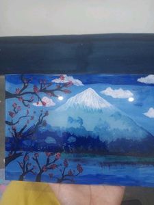 Mountain Scenery Artwork With Glass