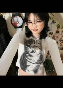 White Graphic Print Crop Top
