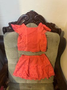 GAP Coral Eyelet Top &amp; Skirt Set