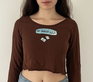 Brown Graphic Crop Top