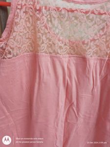 Peach Lace Cold Shoulder Top