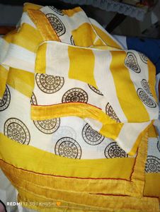 Elegant Yellow &amp; White Saree blouse