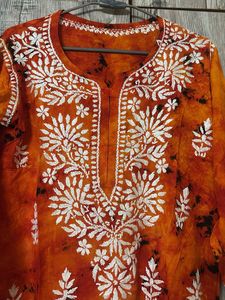 Orange Embroidered Kurta