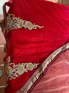 Red Embellished Saree