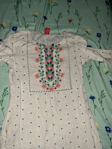 Embroidered Floral Print Kurti