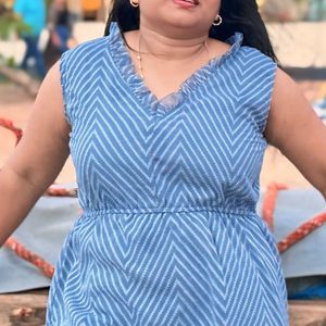 Blue Chevron Midi Dress
