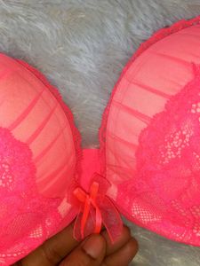 Hunkemoller Brand Fluorescent Pink Beautiful Bra