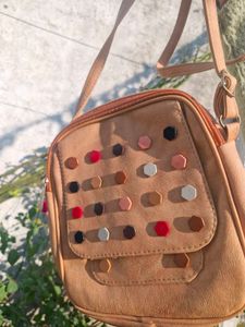 Multi Color Butten Sling Bag