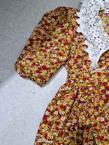 Floral Mini Dress with Lace Collar