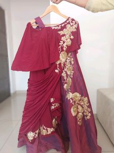 Red designer Lehanga choli zari and sequins work