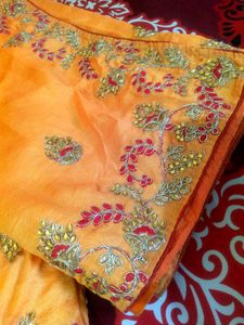 Saree with contrast blouse