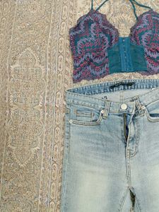 Imported Straight Ice Blue Denim.