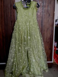 Pista Green Party Wear Girls Frock