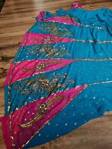 Heavy handwork lehanga saree wd blouse pc.