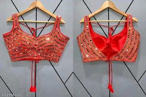 Red Mirror Work Blouse