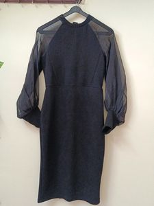 Black Bodycon Dress With Sheer Sleeves
